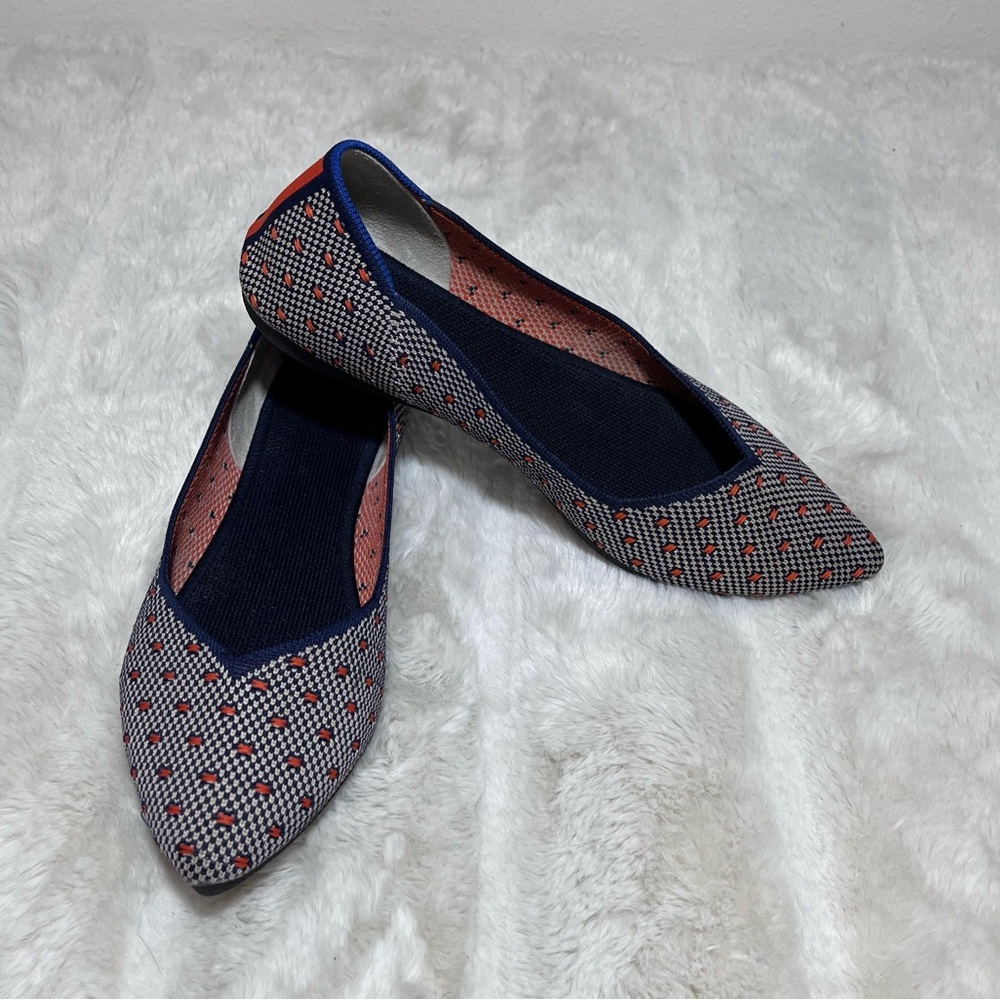 Rothy's The Point Orange Dot Knit Ballet Flats Stylish Shoes Women’s US Size 8